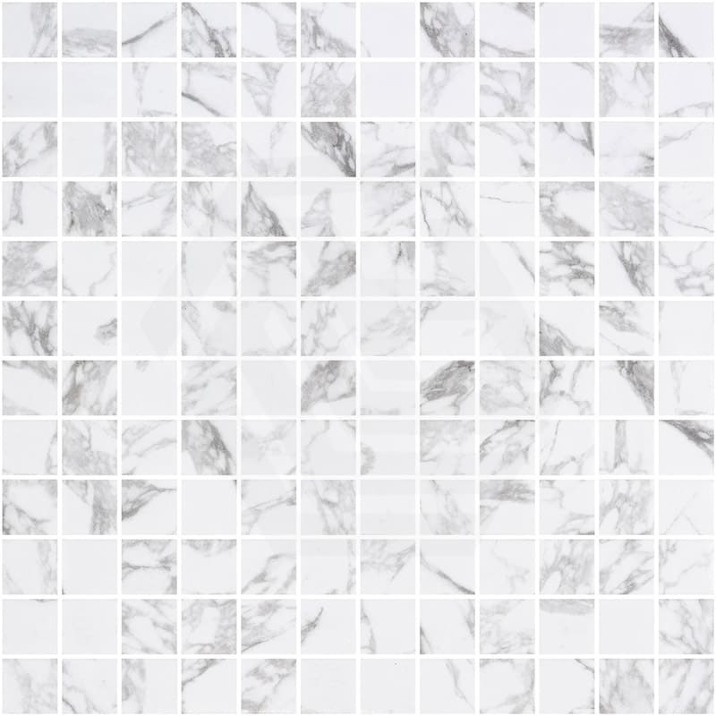 Onix Eco Stone Nero Statuario Matte Glass Mosaic Tile 310x310mm Sheet (25x25mm Chip Piece)