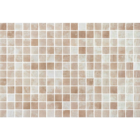 Onix Vanguard Quartz Beige Gloss Glass Mosaic Tile 310x467mm Sheet (25x25mm Chip Size)