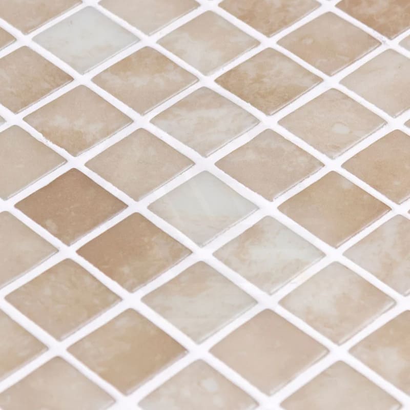 Onix Vanguard Quartz Beige Gloss Glass Mosaic Tile 310x467mm Sheet (25x25mm Chip Size)