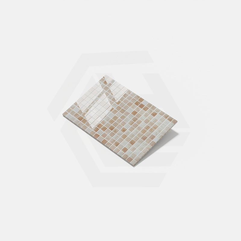 Onix Vanguard Quartz Beige Gloss Glass Mosaic Tile 310x467mm Sheet (25x25mm Chip Size)