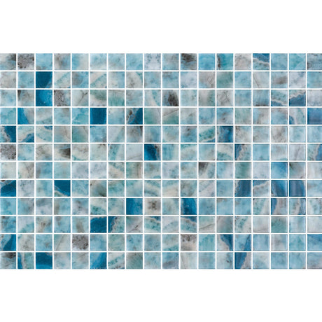 Onix Vanguard Kara Blue Gloss Glass Mosaic Tile 310x467mm Sheet (25x25mm Chip Size)