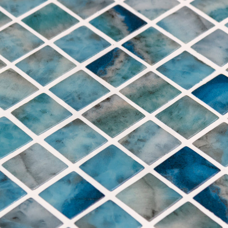 Onix Vanguard Kara Blue Gloss Glass Mosaic Tile 310x467mm Sheet (25x25mm Chip Size)