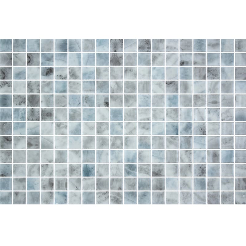 Onix Vanguard Kara Grey Gloss Glass Mosaic Tile 310x467mm Sheet (25x25mm Chip Size)