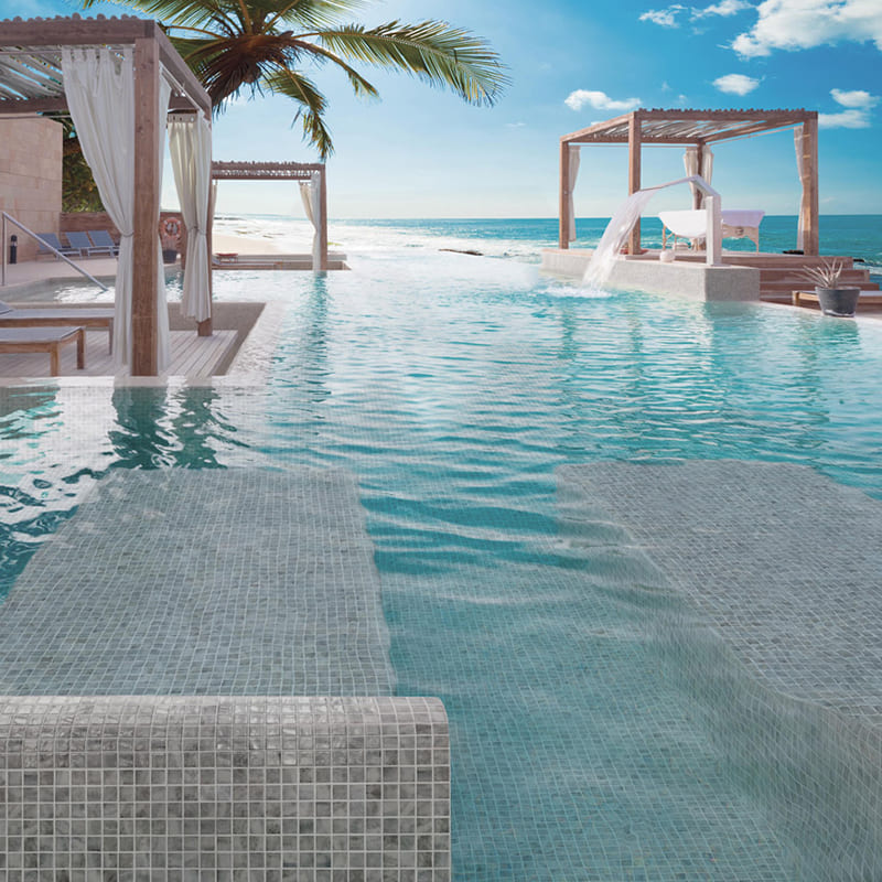 Onix Vanguard Kara Grey Gloss Glass Mosaic Tile 310x467mm Sheet (25x25mm Chip Size)