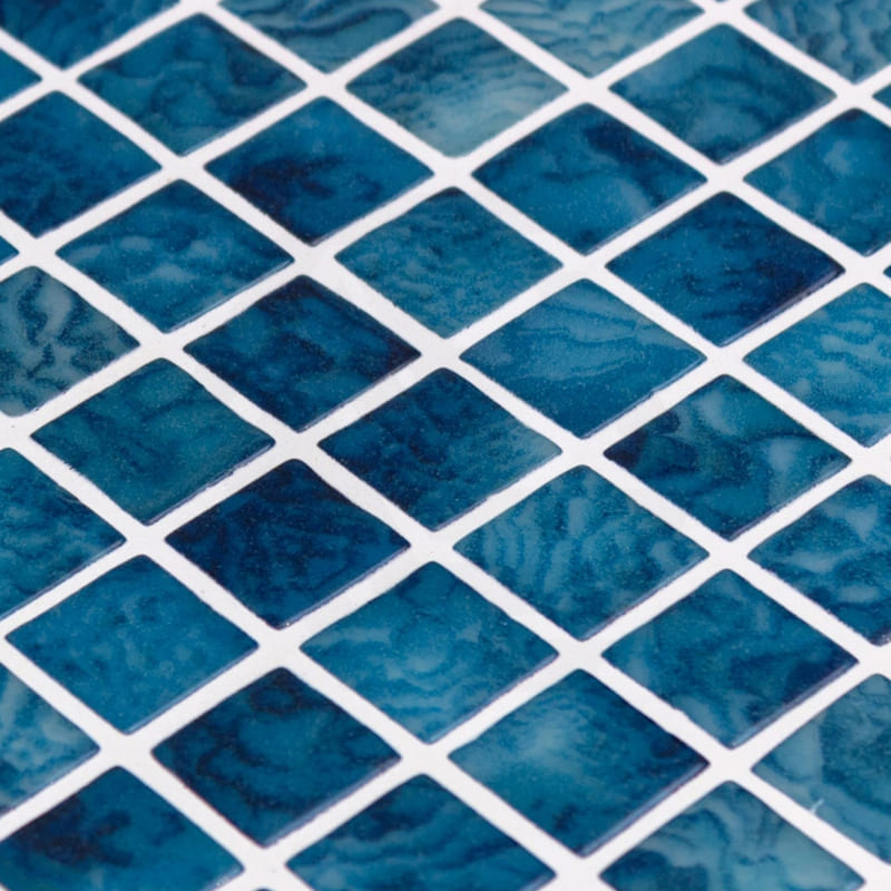 Onix Vanguard Arrecife Blue Gloss Glass Mosaic Tile 310x467mm Sheet (25x25mm Chip Size)