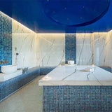 Onix Vanguard Arrecife Blue Gloss Glass Mosaic Tile 310x467mm Sheet (25x25mm Chip Size)