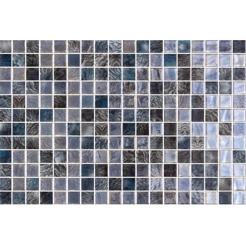 Onix Vanguard Arrecife Irdis Grey Gloss Glass Mosaic Tile 310x467mm Sheet (25x25mm Chip Size)