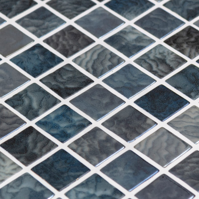Onix Vanguard Arrecife Irdis Grey Gloss Glass Mosaic Tile 310x467mm Sheet (25x25mm Chip Size)