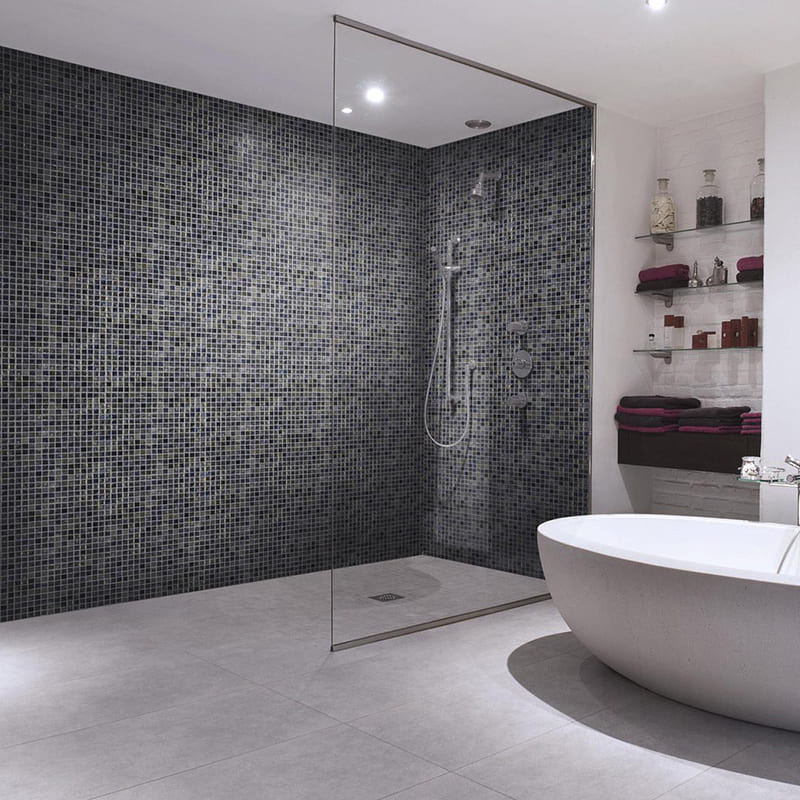 Onix Vanguard Arrecife Irdis Grey Gloss Glass Mosaic Tile 310x467mm Sheet (25x25mm Chip Size)