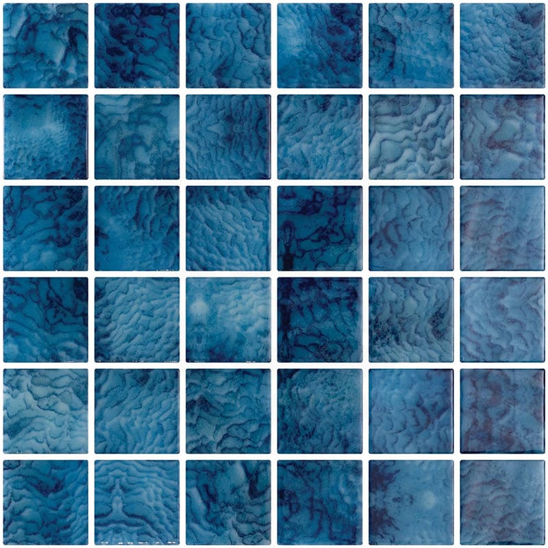 Onix Penta Arrecife Blue Gloss Glass Mosaic Tile 310×310mm Sheet (50x50mm Chip Piece)