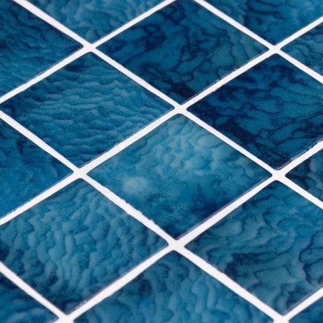 Onix Penta Arrecife Blue Gloss Glass Mosaic Tile 310×310mm Sheet (50x50mm Chip Piece)