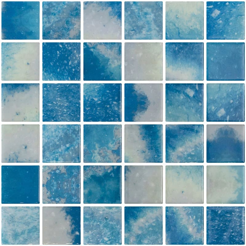 Onix Penta Bluestone Gloss Glass Mosaic Tile 310×310mm Sheet (50x50mm Chip Piece)