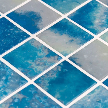 Onix Penta Bluestone Gloss Glass Mosaic Tile 310×310mm Sheet (50x50mm Chip Piece)