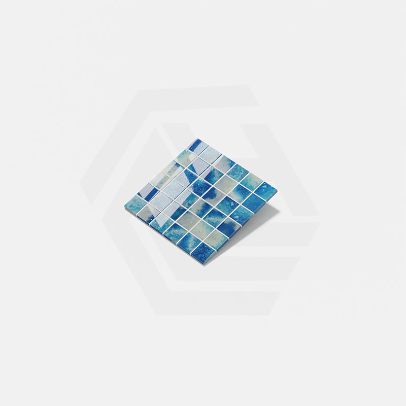 Onix Penta Bluestone Gloss Glass Mosaic Tile 310×310mm Sheet (50x50mm Chip Piece)