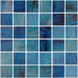 Onix Penta Forest Blue Gloss Glass Mosaic Tile 310×310mm Sheet (50x50mm Chip Piece)