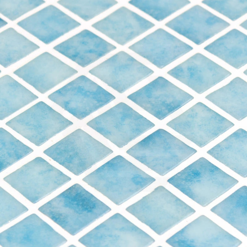 Onix Vanguard Ios Blue Gloss Glass Mosaic Tile 310x467mm Sheet (25x25mm Chip Size)