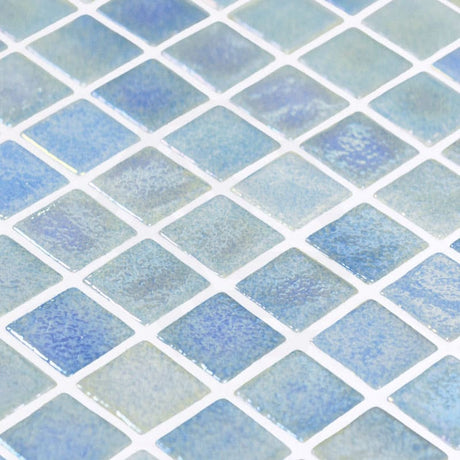 Onix Opalescent Azul Celeste Gloss Glass Mosaic Tile 310x467mm Sheet (25x25mm Chip Piece)