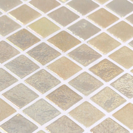 Onix Opalescent Beige Dot Gloss Glass Mosaic Tile 310x467mm Sheet (25x25mm Chip Piece)