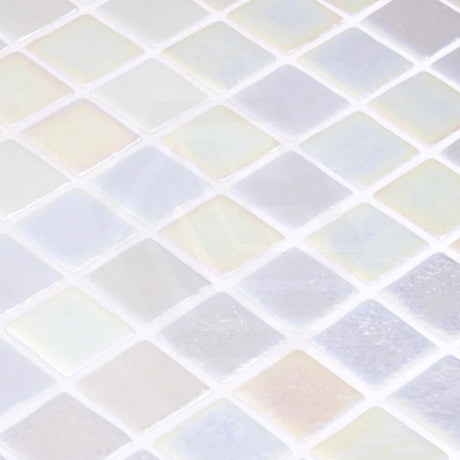 Onix Opalescent Blanco Gloss Glass Mosaic Tile 310x467mm Sheet (25x25mm Chip Piece)