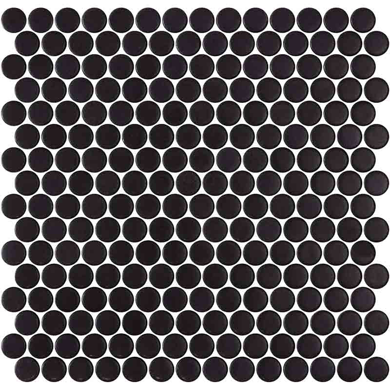 Onix Penny Natureglass Black Matte Glass Mosaic Tile 287x284mm Sheet (19x19mm Chip Size)