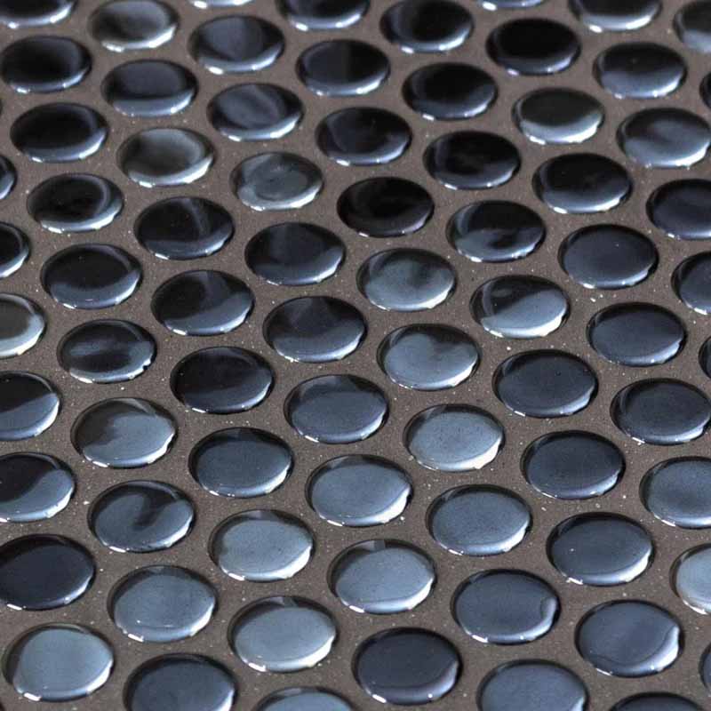 Onix Penny Opalo Black Gloss Glass Mosaic Tile 287x284mm Sheet (19x19mm Chip Size)