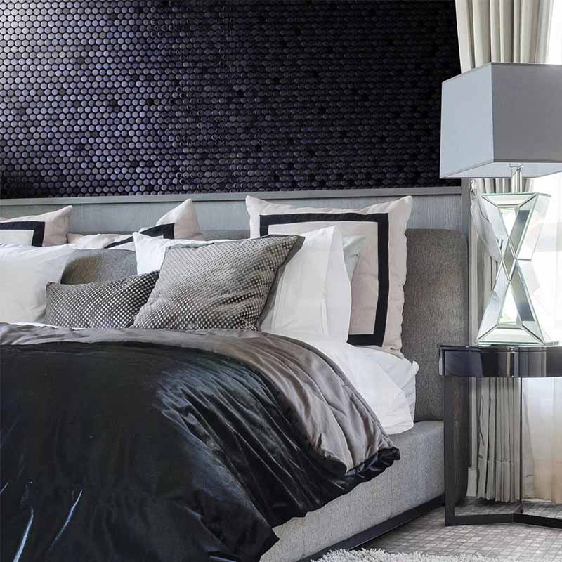Onix Penny Opalo Black Gloss Glass Mosaic Tile 287x284mm Sheet (19x19mm Chip Size)