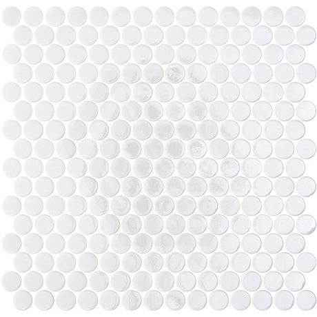Onix Penny Opalo White Gloss Glass Mosaic Tile 287x284mm Sheet (19x19mm Chip Size)