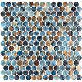 Onix Penny Print Gloss Glass Mosaic Tile 287x284mm Sheet (19x19mm Chip Size)