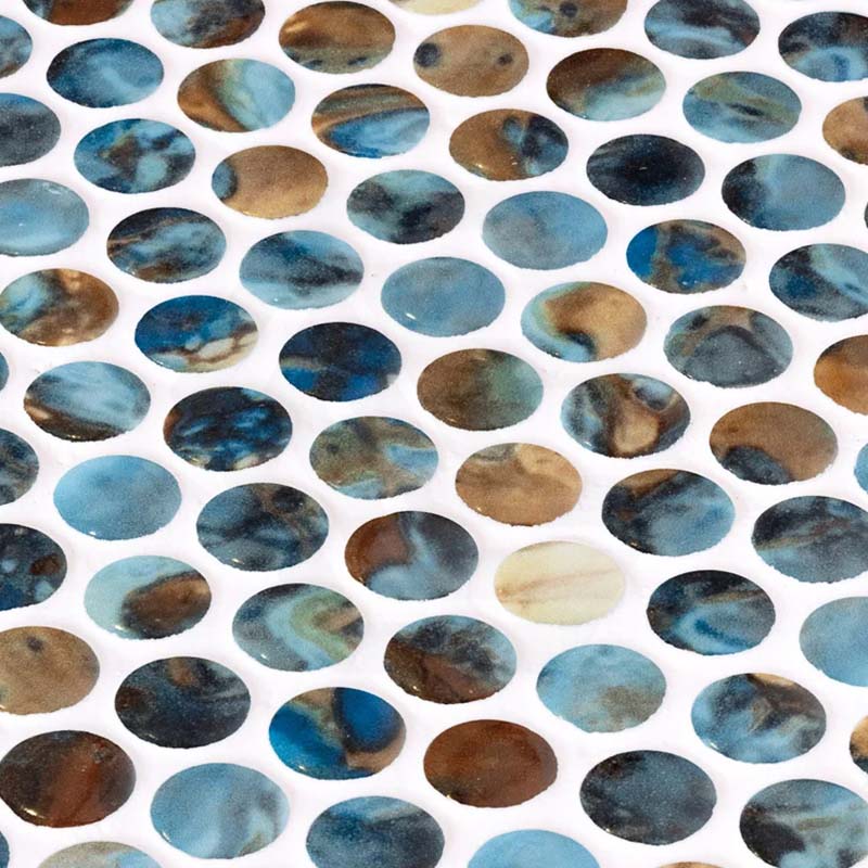 Onix Penny Print Gloss Glass Mosaic Tile 287x284mm Sheet (19x19mm Chip Size)