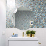 Onix Penny Print Gloss Glass Mosaic Tile 287x284mm Sheet (19x19mm Chip Size)