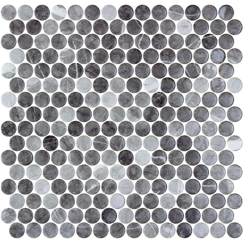 Onix Penny Storm Gloss Glass Mosaic Tile 287x284mm Sheet (19x19mm Chip Size)