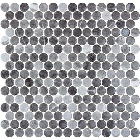 Onix Penny Storm Gloss Glass Mosaic Tile 287x284mm Sheet (19x19mm Chip Size)
