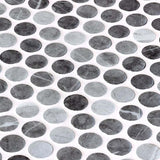 Onix Penny Storm Gloss Glass Mosaic Tile 287x284mm Sheet (19x19mm Chip Size)