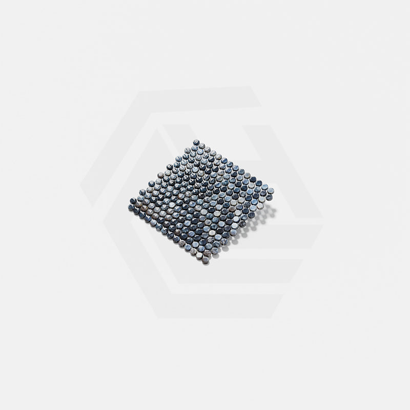 Onix Penny Arrecife Iridis Grey Gloss Glass Mosaic Tile 287x284mm Sheet (19x19mm Chip Size)