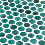 Onix Penny Arrecife Emerald Gloss Glass Mosaic Tile 287x284mm Sheet (19x19mm Chip Size)