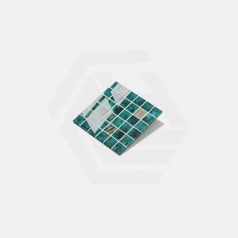 Onix Penta Arrecife Iridis Emerald Glass Mosaic Tile 310×310mm Sheet (50x50mm Chip Piece)
