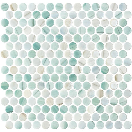 Onix Penny Delbin Iridis Gloss Glass Mosaic Tile 287x284mm Sheet (19x19mm Chip Size)