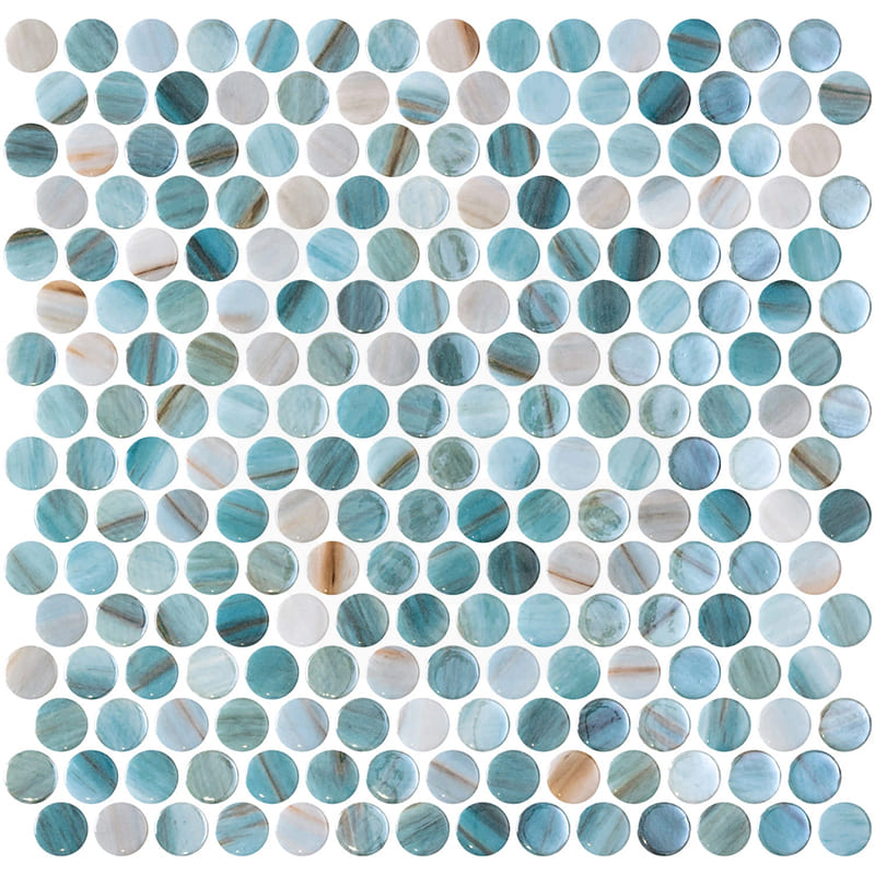 Onix Penny Zaira Iridis Gloss Glass Mosaic Tile 287x284mm Sheet (19x19mm Chip Size)