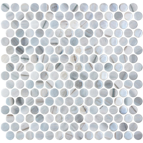 Onix Penny Cassian Iridis Gloss Glass Mosaic Tile 287x284mm Sheet (19x19mm Chip Size)