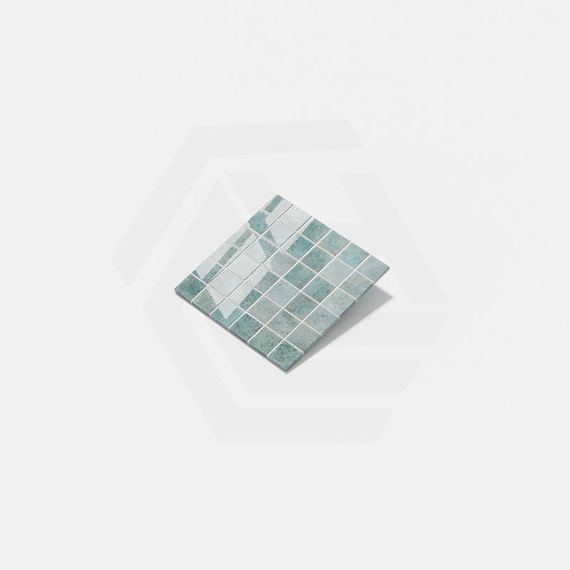 Onix Penta Pure Paleaqua Glass Gloss Mosaic Tile 310x310mm Sheet (50x50mm Chip Piece)