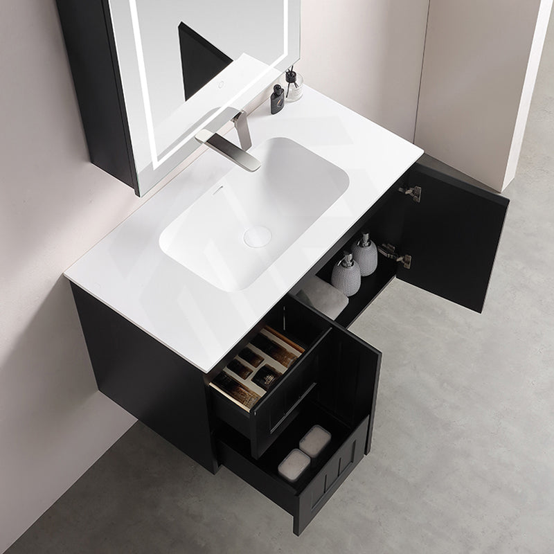600-1500mm Lukka Chasey Solid Surface Stone Basin with Overflow 12 O'clock Semi-Drilled Tap Hole