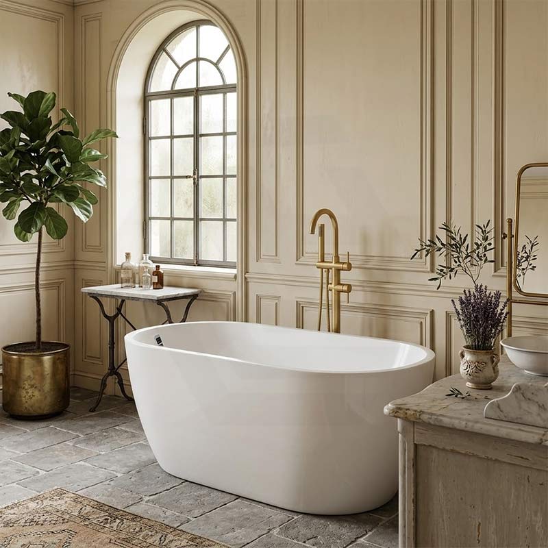 Seima Arko 120 Oval Freestanding Bathtub Acrylic with Smartfill System 1500/1700mm - Matt/Gloss White