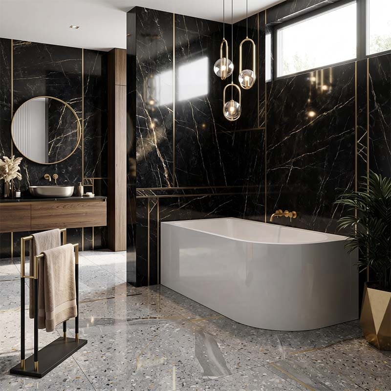 Seima Plati 110 Left / Right Corner Bathtub Acrylic with Smartfill System 1500mm - Gloss White