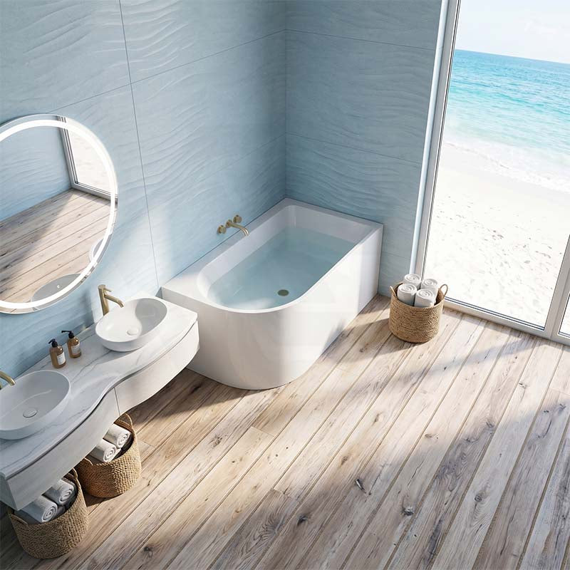 Seima Plati 110 Left / Right Corner Bathtub Acrylic with Smartfill System 1500mm - Gloss White
