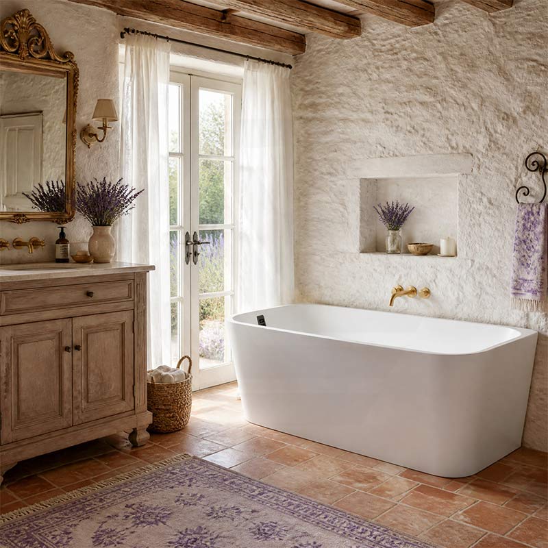 Seima Plati 130 Acrylic Back To Wall Bathtub with Smartfill System 1500/1700mm - Gloss White