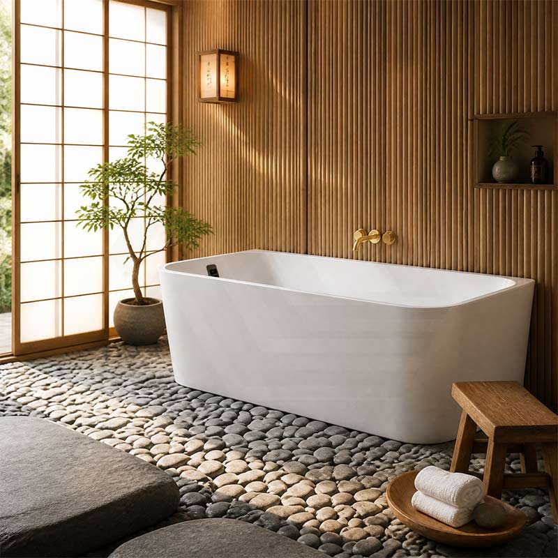 Seima Plati 130 Acrylic Back To Wall Bathtub with Smartfill System 1500/1700mm - Gloss White