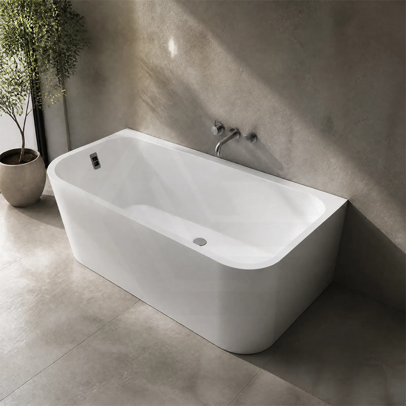 Seima Plati 130 Acrylic Back To Wall Bathtub with Smartfill System 1500/1700mm - Gloss White
