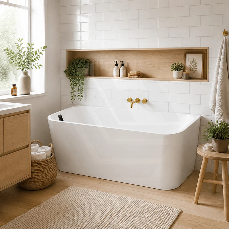 Seima Plati 130 Acrylic Back To Wall Bathtub with Smartfill System 1500/1700mm - Gloss White