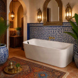 Seima Plati 130 Acrylic Back To Wall Bathtub with Smartfill System 1500/1700mm - Gloss White