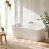 Seima Plati 130 Acrylic Back To Wall Bathtub with Smartfill System 1500/1700mm - Gloss White